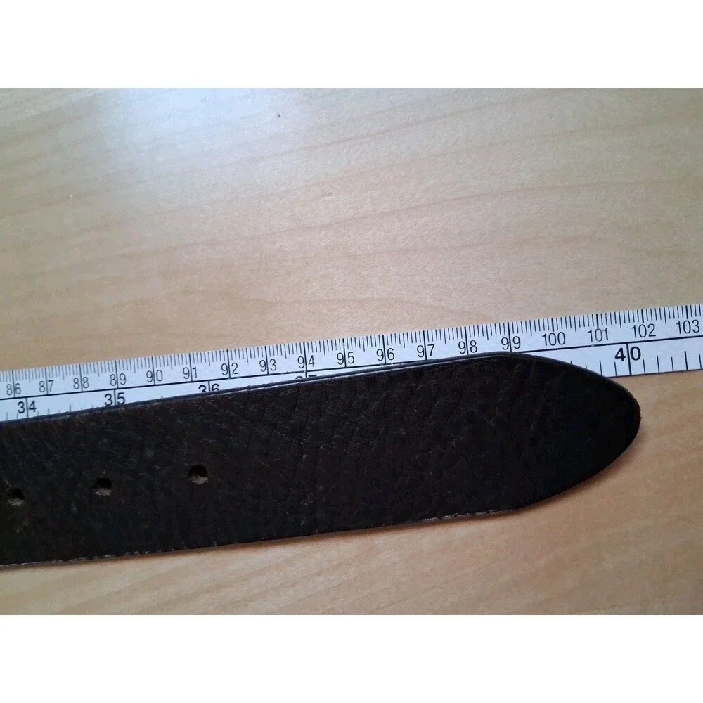 Western Cutout Black Leather Belt Silver Buckle J. Crew 40